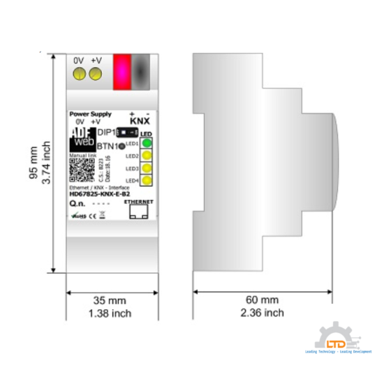 Bộ chuyển đổi / Giao diện Ethernet / KNX Interface ADFweb HD67825-KNX-E-B2 -Đại lý chính của ADF web tại Việt Nam