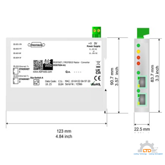 Bộ chuyển đổi tín hiệu PROFINET / Modbus Slave ADFweb HD67603-485-A1-Đại lý chính của ADF web tại Việt Nam