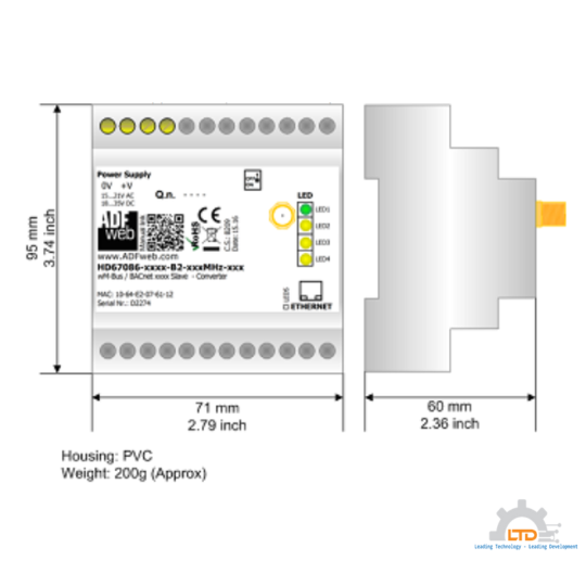 Bộ chuyển đổi M-Bus Wireless & Wired sang BACnet IP Slave ADFweb HD67086-IP-B2-868MHz-80_Đại lý chính của ADF web tại Việt Nam